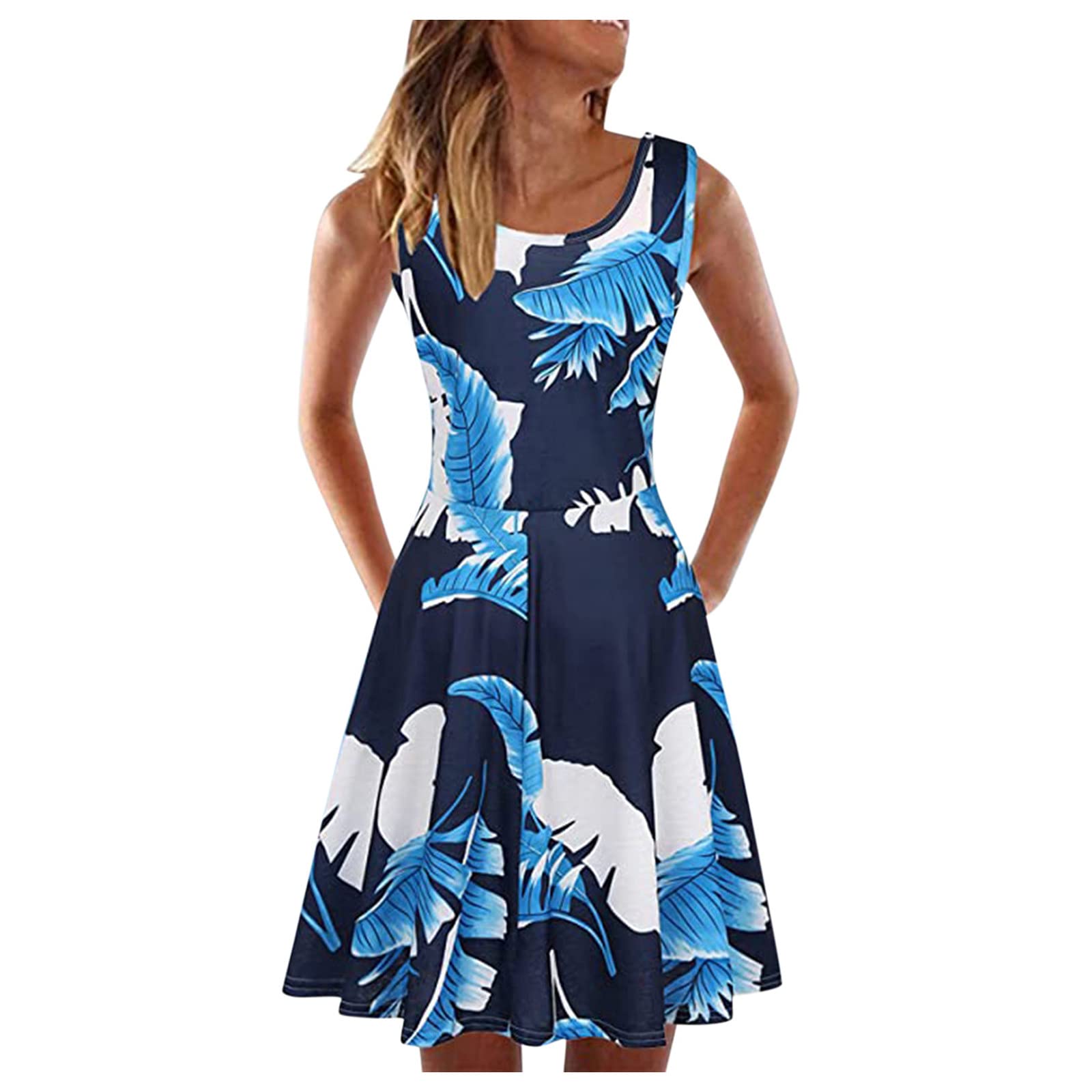 Mulinn Ladies Summer Sleeveless U Neck Dress For Women Tank