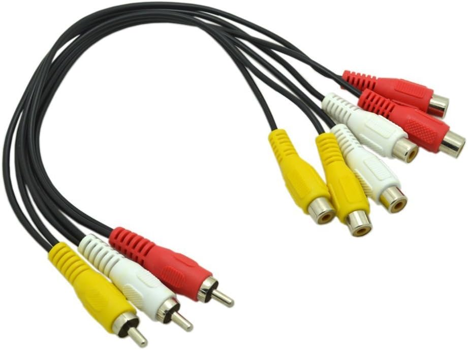 3 RCA Male Jack to 6 RCA Female Plugs Av Splitter Stereo Audio Video Cable Adapter