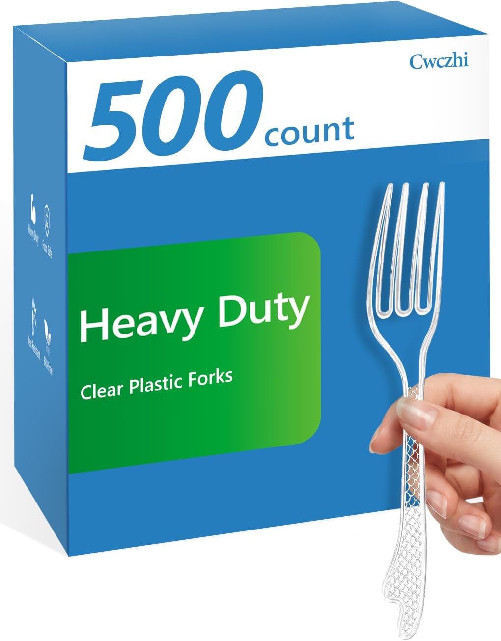 500 Count Heavy Duty Plastic Forks Disposable,BPA-Free,Heat Resistant,Solid and Durable Clear Plastic Forks Bulk,Premium Forks Plastic Disposable for Catering, Parties, Events