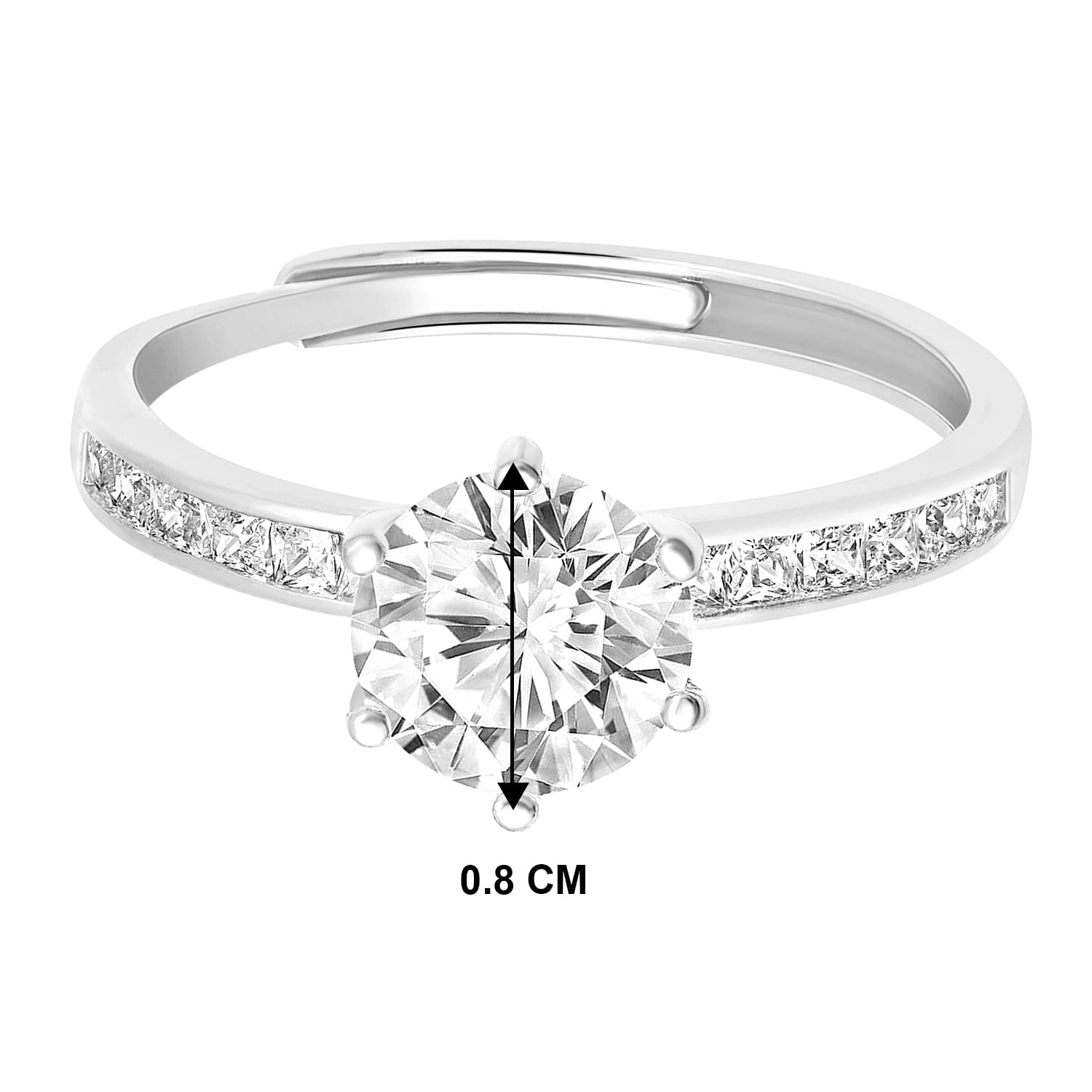 Cubic Zirconia Studded Plated Solitaire Adjustable Finger Ring, Stylish Jewellery