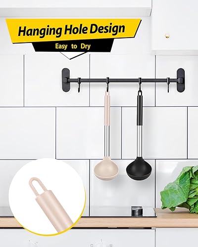 Miniatura 6 de Paquete de 2 cucharones de cucharón, cuchara grande de silicona para sopa, utensilios de cocina antiadherentes con alta resistencia al calor, sin