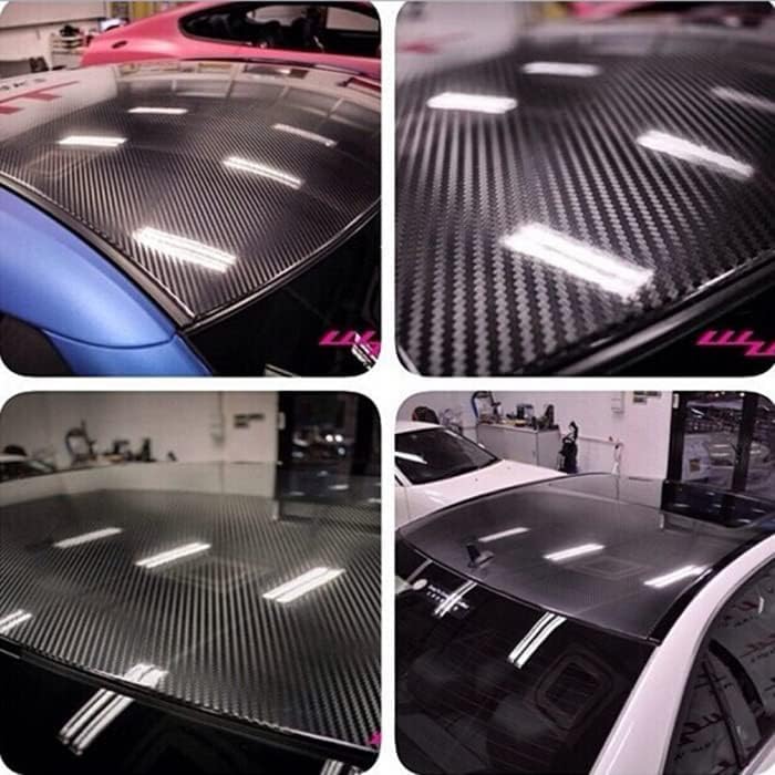 Image of Black Carbon 7D Tint Vinyl Wrap Film Roll,5ft X 1ft for Automotive Car SUV Moto DIY Interior Exterior Use, Squeegee + Cutter(Glossy Black Carbon)