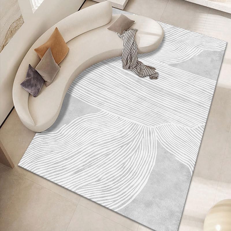 Tapis doux moderne gris abstrait 150x180cm de qualité supérieure à poils ras