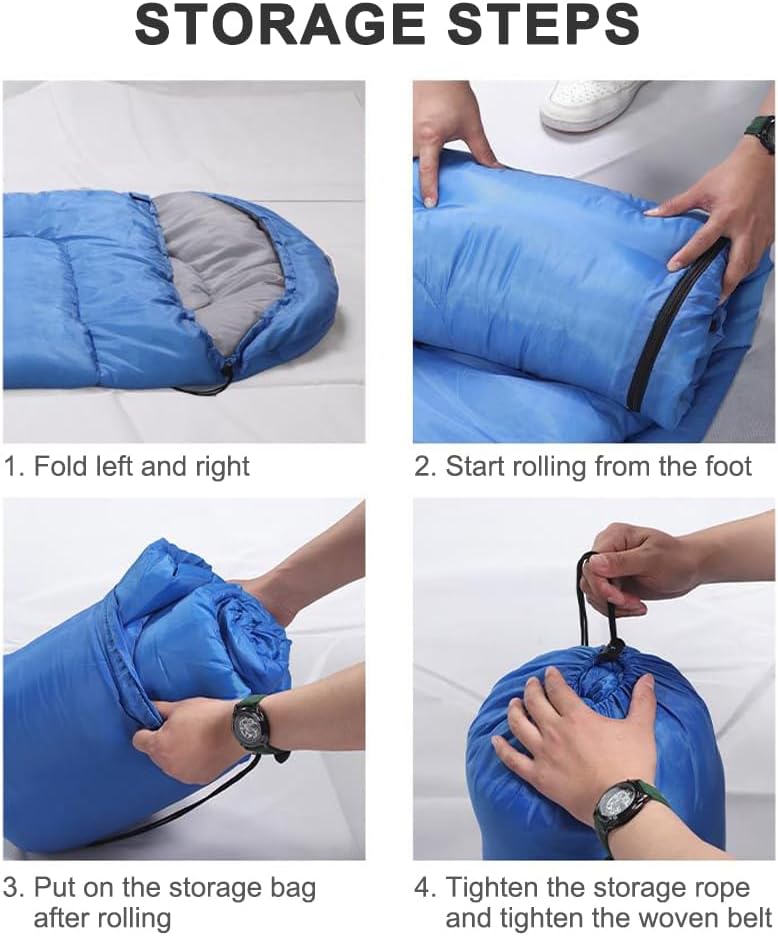 Ultra Light Sleeping Bag for Adults Backpacking Compartment 170T Envelope 4 Season Hooded Travel Smudge Proof Spacious Comfortable Warm Windproof