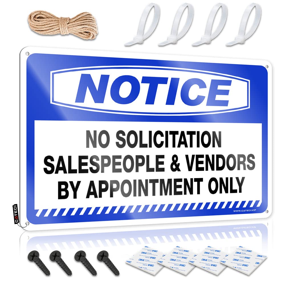 Tin Sign Metal Notice No Solicitation Salespeople & Vendors By Appointment Only Tin Sign Outdoor Bar Decor Metal Bar Decor(30X40CM)