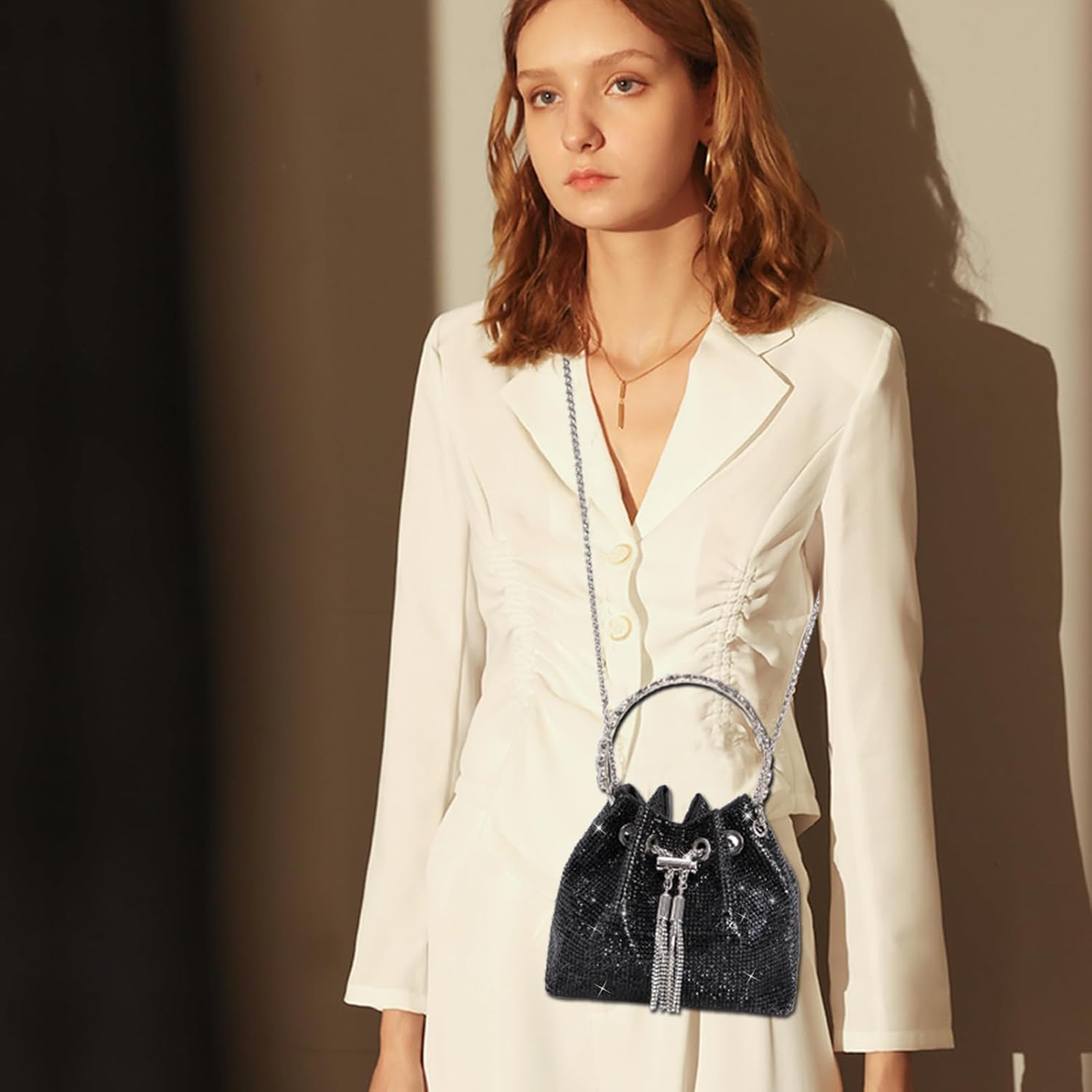 Bling Crystal Rhinestone Purse for Women Sparkly Clutch Handbag Crossbody Bag for Evening Wedding Party Prom - Image 2