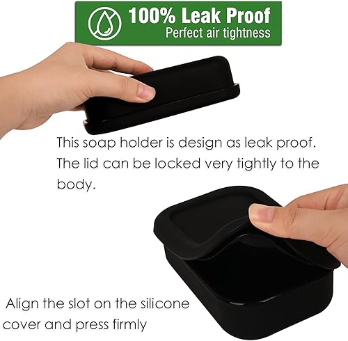Miniatura 3 de Sakolla Contenedor de jabón de viaje a prueba de fugas con 2 capas de drenaje, soporte grande para barra de jabón para viajes, baño, campamento,