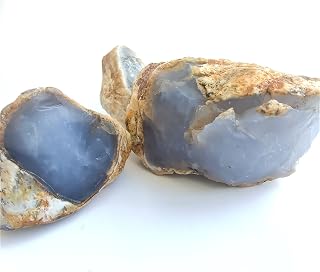 AAKOMA Piedra de ágata de calcedonia Azul Natural de 500g, procesamiento de joyería, decoración del hogar, Piedras de Cristales (Color : 500g-01, Size : Random)