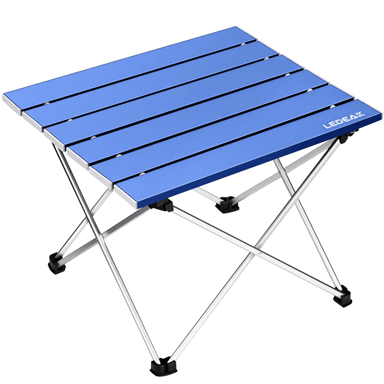 Ledeak Portable Camping Table, Lightweight Folding Table with Aluminum Table Top and Carry Bag, Easy to Carry, Perfect for Outdoor, Picnic, Cooking, Beach, Hiking, Fishing (Ocean Blue, Large)