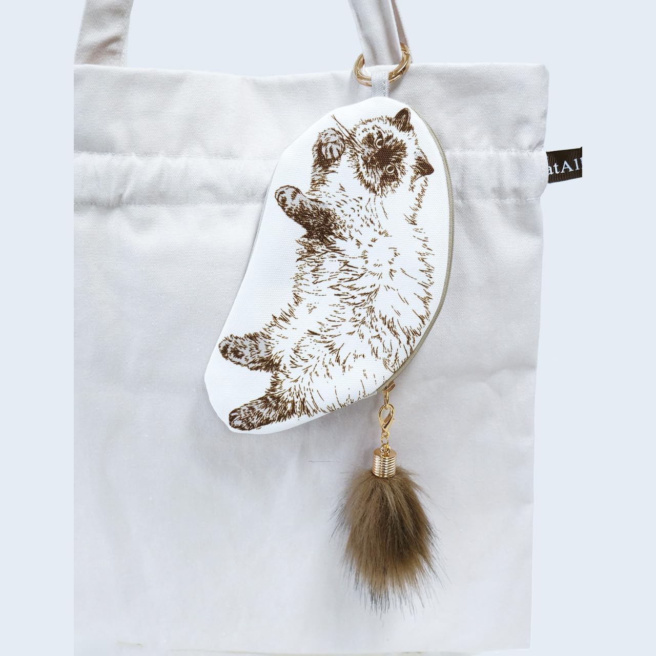 【Cat All】 ネコ ﾀﾞｲｶｯﾄ ポーチ 猫 グッズ プレゼント 小物 ポーチ メイク (グレー) 誕生日 クリスマス