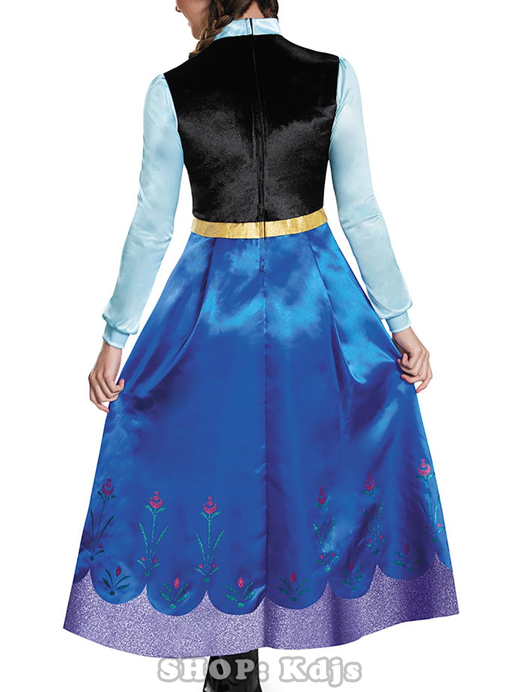 bi bi hou Donna Abito da Principessa Anna con Parrucca Costume da Regina delle Nevi Vestito da Anna Principessa Natale Compleanno Halloween Carnevale Party Stage Performance Cosplay Costume Adulto