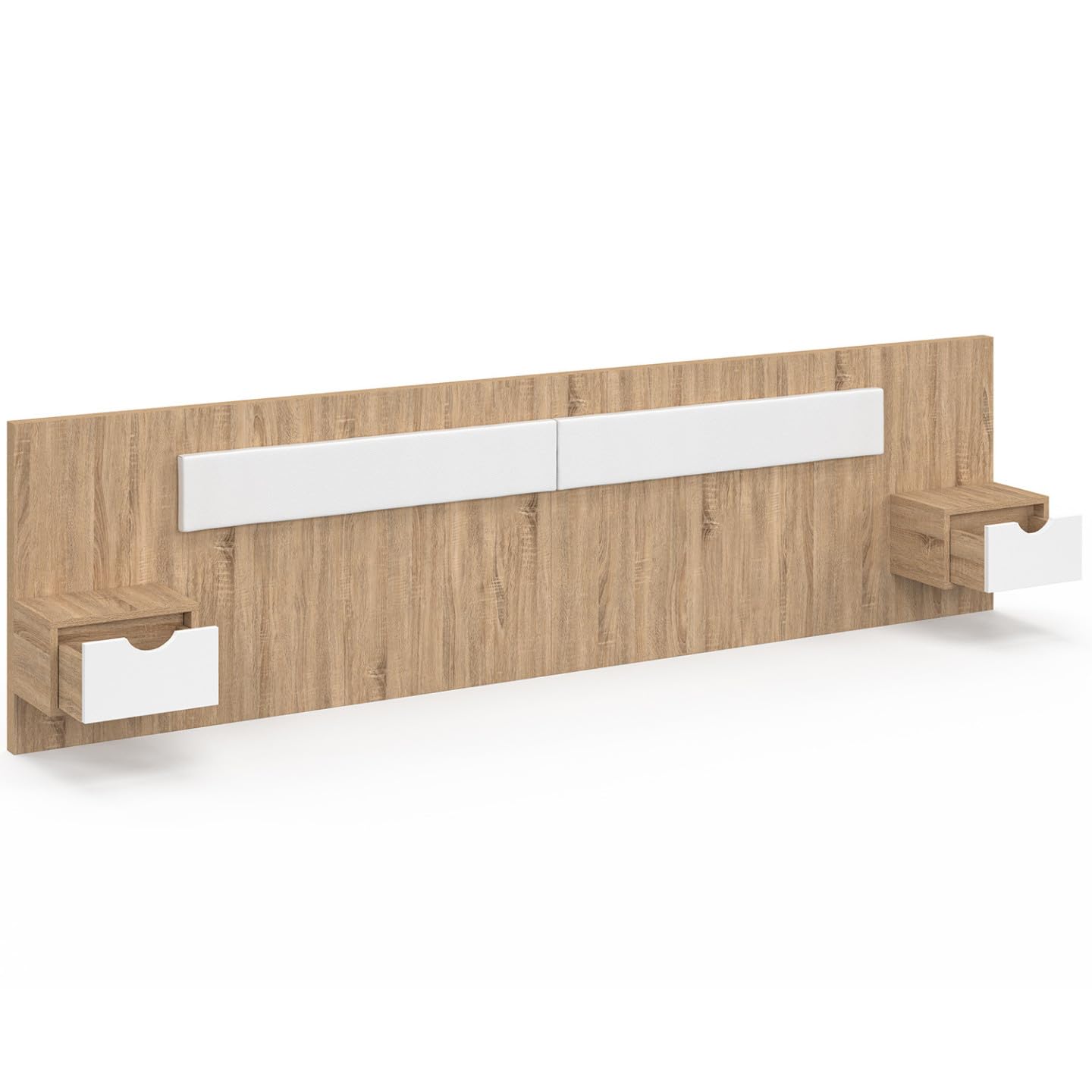 IDMarket - Tête de lit Suspendue avec chevets Santa pour lit 140, 160 et 180 cm Bois et Blanc