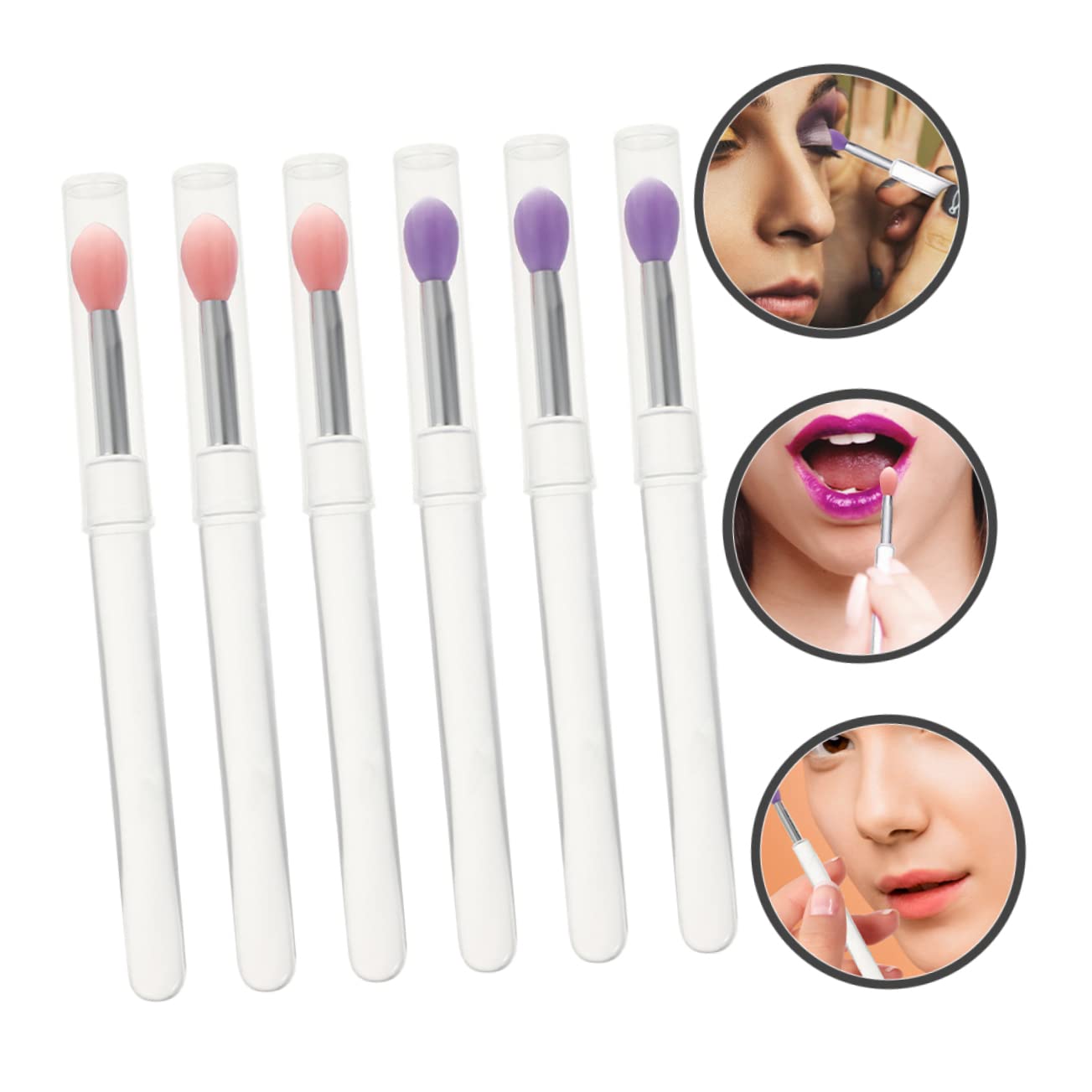 Didiseaon Set of 6 Silicone Lip Mask Brush Caps Makeup Brush Eyeshadow Applicator