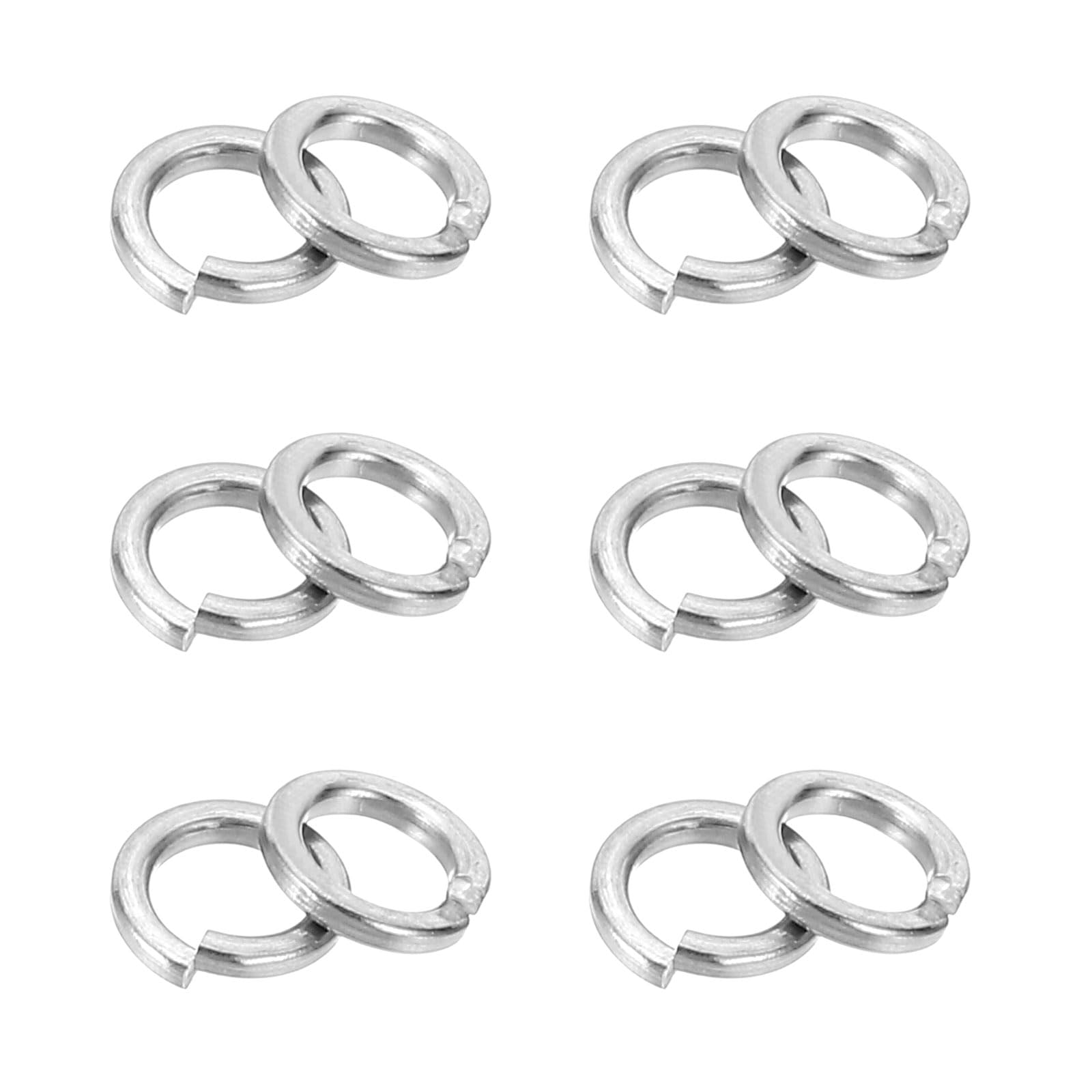 PATIKIL 200 Pcs Split Lock Washer, M2.5 Spring Lock Washer 304 Stainless Steel Lock Washers Assortment Kit for Screws Bolts, Silver