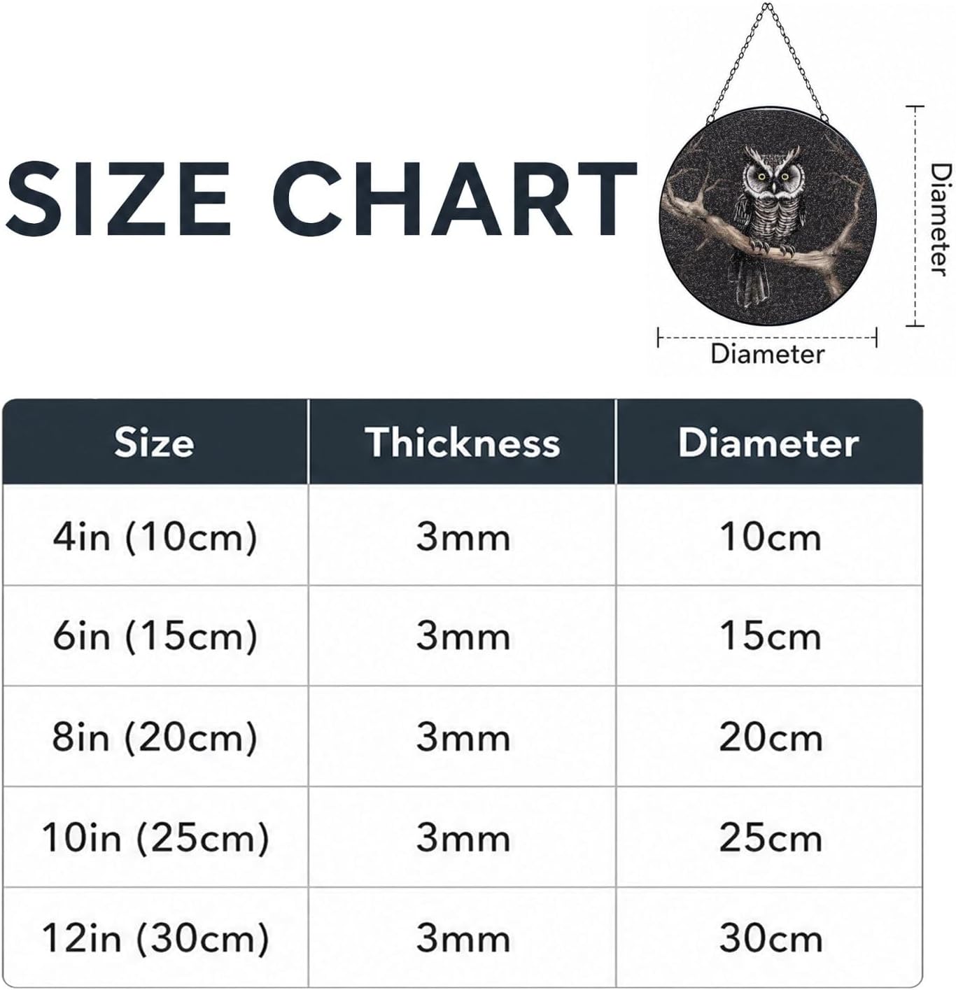 Stained Glass Window Hanging 6in（15cm）, Late Night Owl Glass Suncatcher for Home Decor, Indoor Wall Art Glass Panel with Metal Chain and Hooks, Sun Catcher Ornament Birthday Gifts