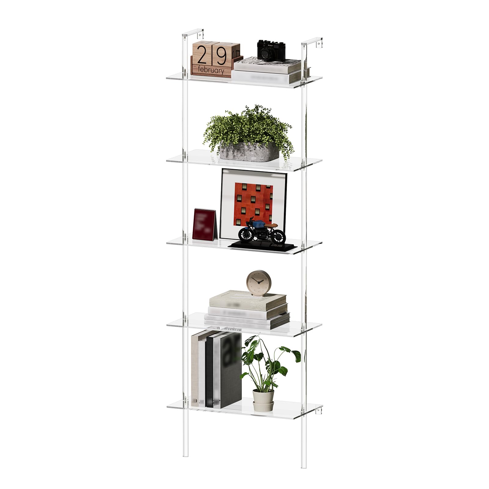 CRTERICX 5-Tier Acrylic Ladder Bookshelf