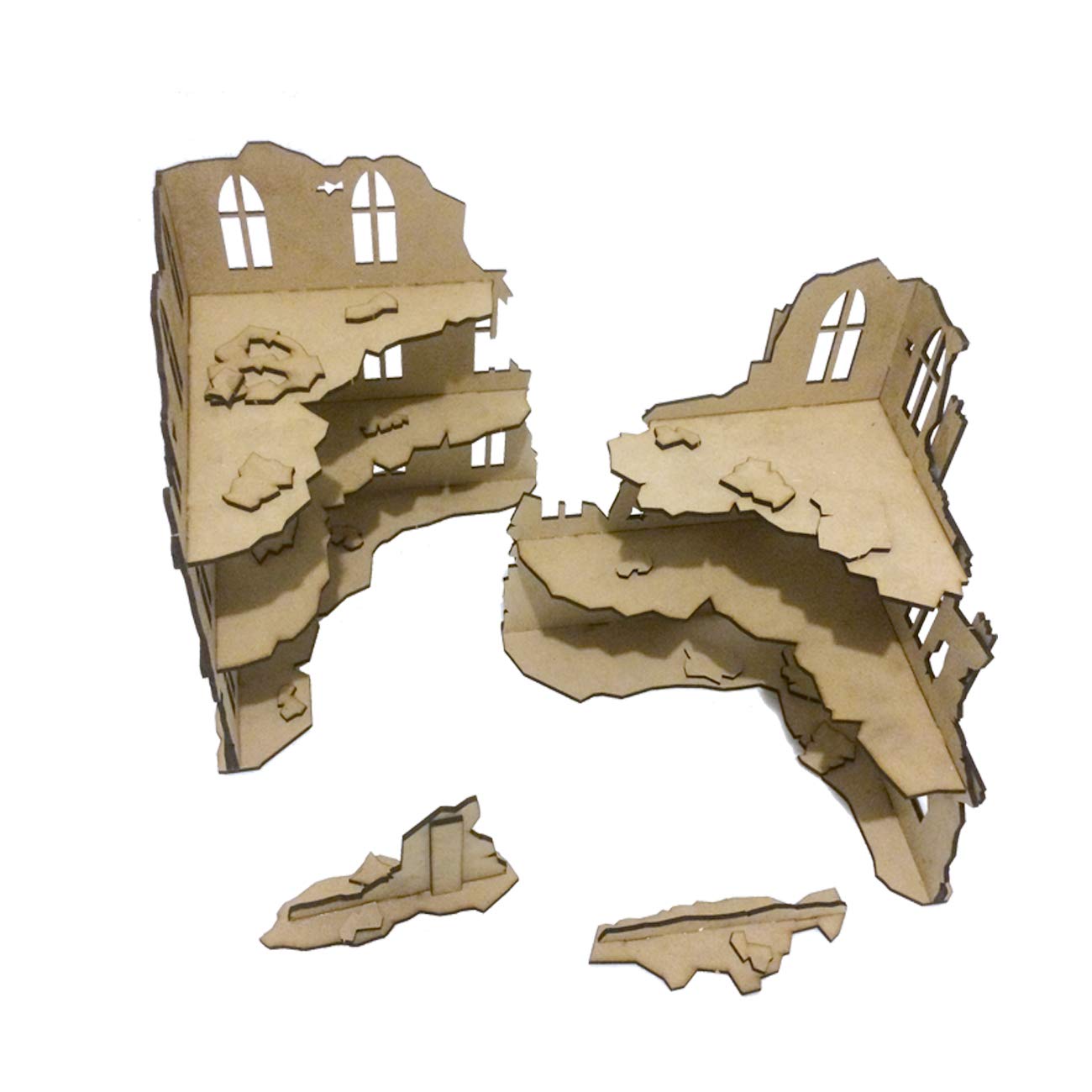 Urban Ruins 02 - Set di Elementi scenici di Città in rovina per Miniature in Scala 28mm/35mm - Tabletop Miniatures wargame 3D Scenery Terrain - MDF 3mm