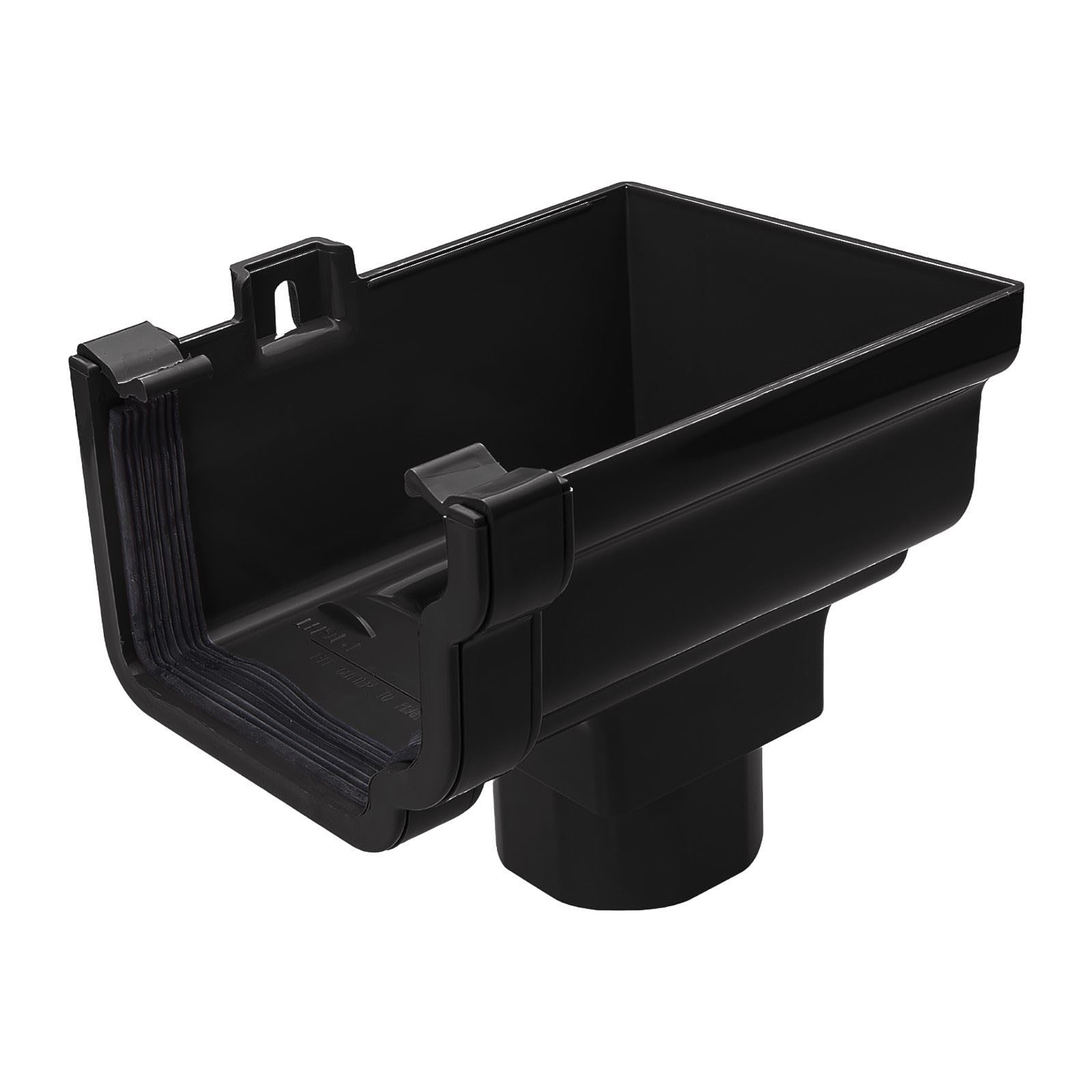 Kayflow Ogee Gutter Stopend Outlet (Right) – High Capacity PVC Rainwater Drainage System End Downpipe Connector - Black