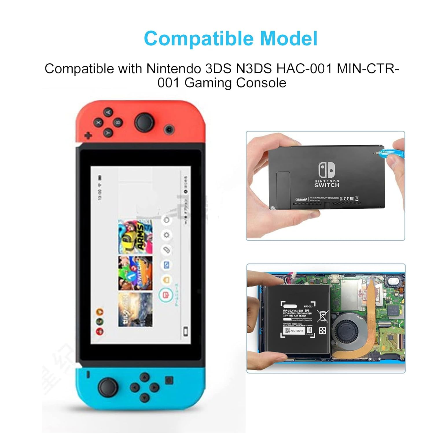 HAC-003 Batteria di ricambio per Nintendo Switch 2017 Console Game Console Handhold HAC-001 4310mAh HAC-003 Kit di riparazione batteria