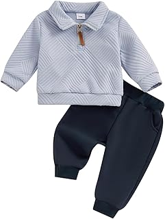 Sponsored You’re seeing this ad based on the product’s relevance to your search query.Learn more about this advertisement LUVCES Toddler Baby Boys Clothing Outfits Long Sleeve Turn-Down Collar Plain / Checked Sweatshirt and Trousers 2 Pieces Autumn Winter Tracksuit Set