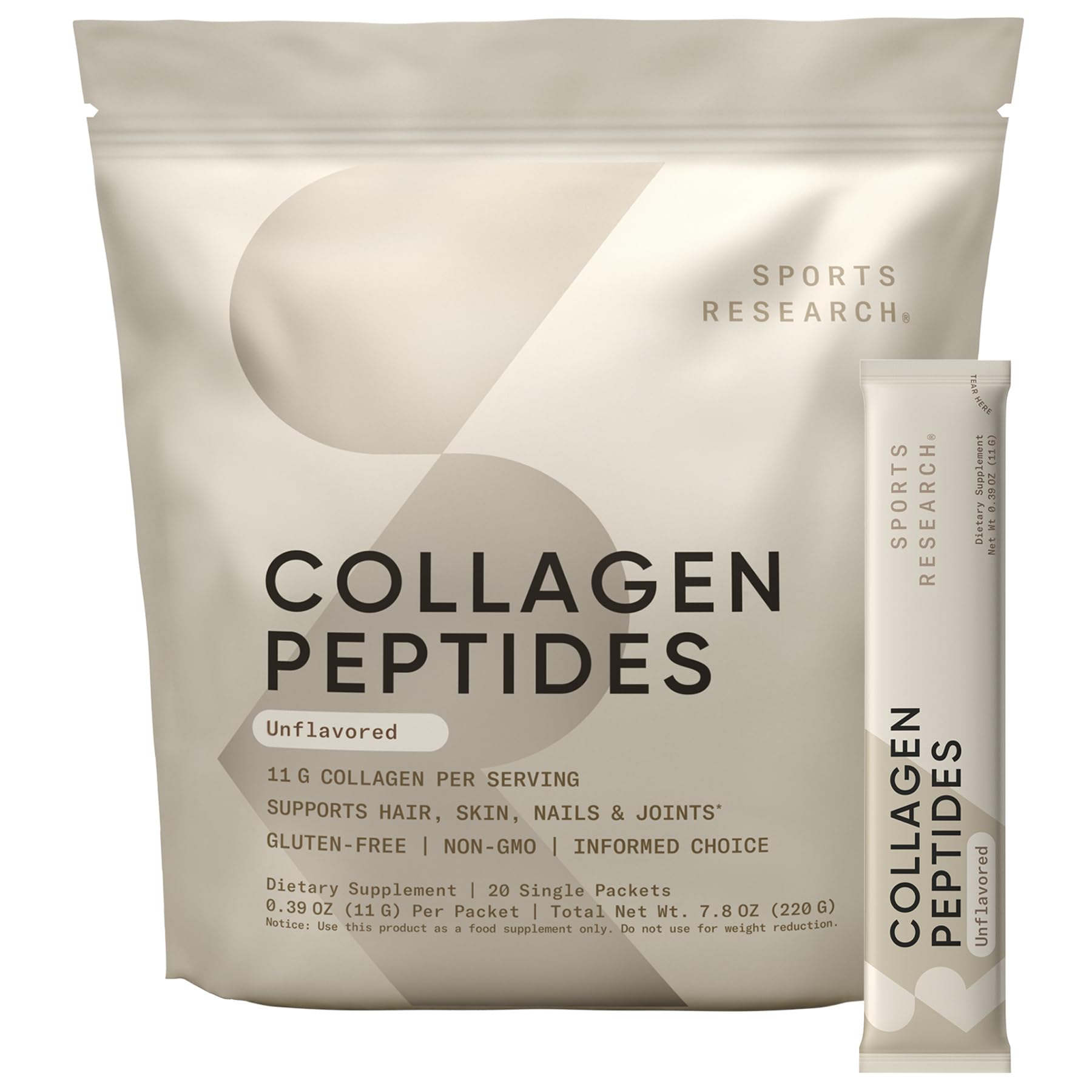 Collagen Peptides - Hydrolyzed Type 1 & 3 Collagen Powder Protein Supplement for Healthy Skin, Nails, & Joints - Easy Mixing Vital Nutrients & Proteins, Collagen for Women & Men