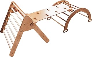 Montessori furniture Set of three items Pikler Arch Pikler Ramp and Pikler Triangle Baby toys Climbing toddler Pikler dreieck Pikler, Natural wood (Large size)
