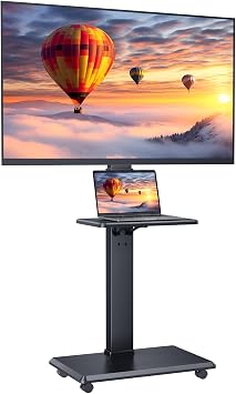 Rolling TV Stand with Removable Shelf for 32-75 Inch TVs, Mobile TV Cart