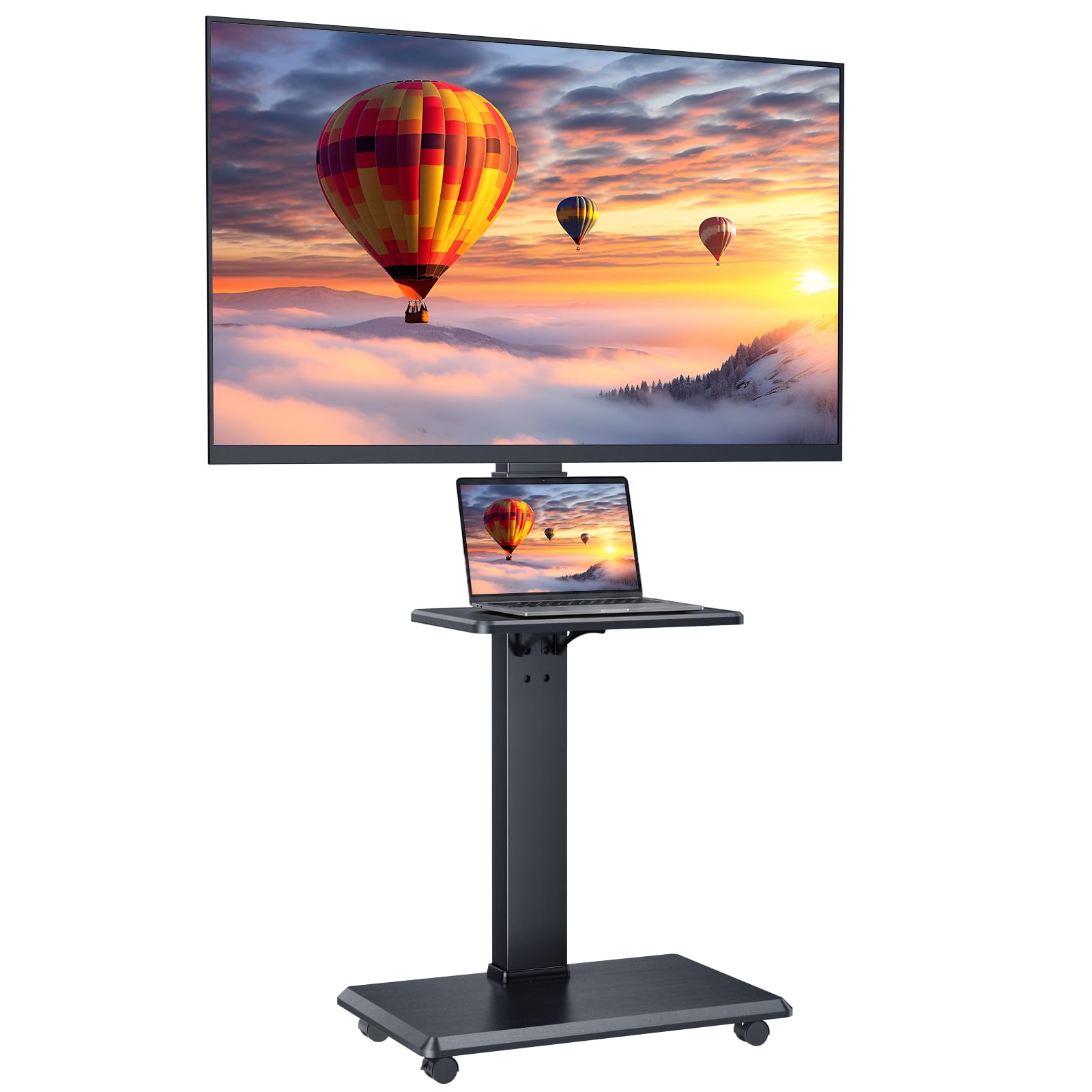 Rolling TV Stand with Removable Shelf for 32-75 Inch TVs, Mobile TV Cart
