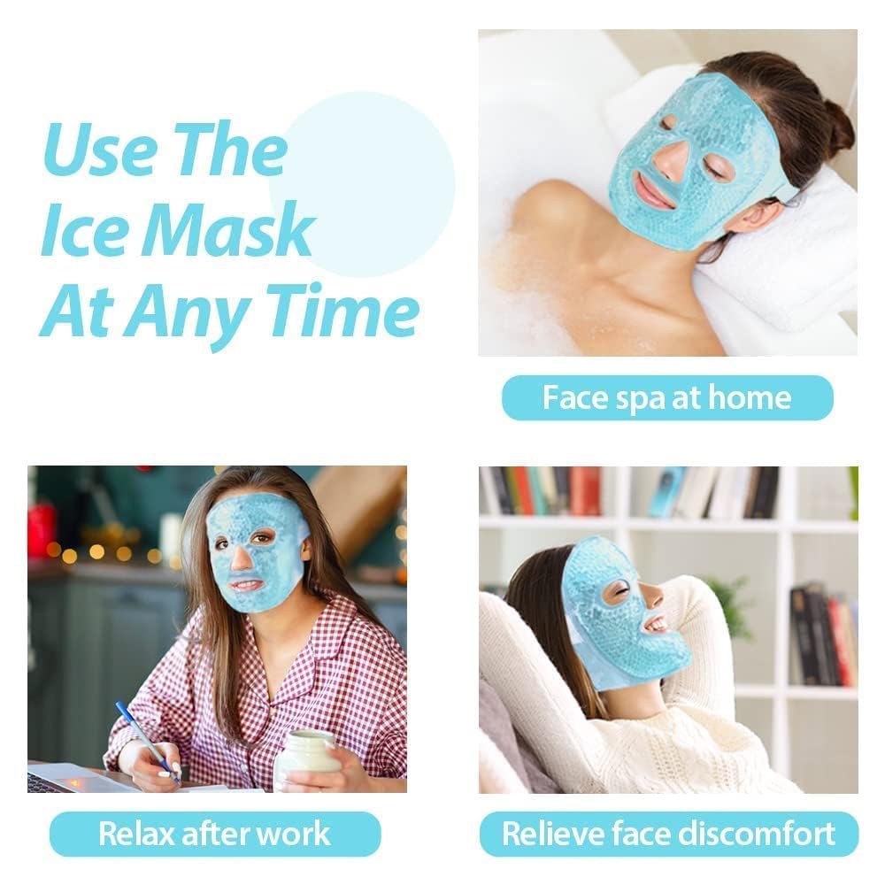 Feelon Cold Face Eye Mask, Ice Pack Reduce Face Puff, Dark Circles, Gel Beads Hot Heat Cold Compress Pack, Face Spa For Woman Sleeping, Pressure, Headaches, Skin Care (Blue Color) 1