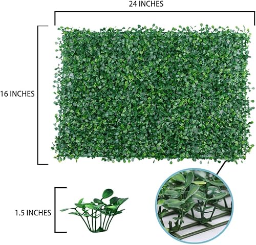 Miniatura 2 de MIUPOO Pared de plantas verdes artificiales de plástico, pantalla de césped artificial para exteriores, 10 piezas de césped artificial, 16 x 24