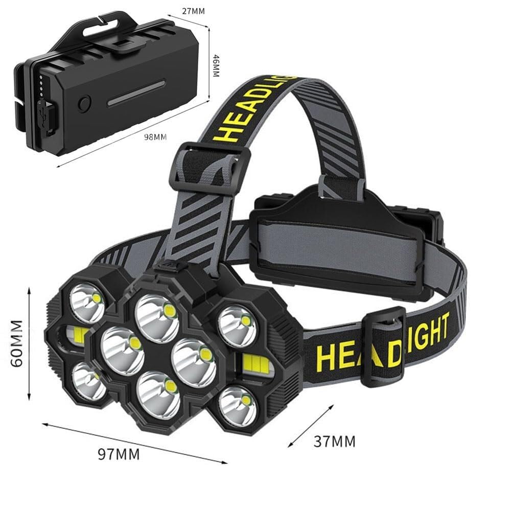 Lampe Frontale Rechargeable à 10 LED avec lumières Blanches et Rouges, idéale for Le Camping, Le Cyclisme, la Course à Pied, la pêche