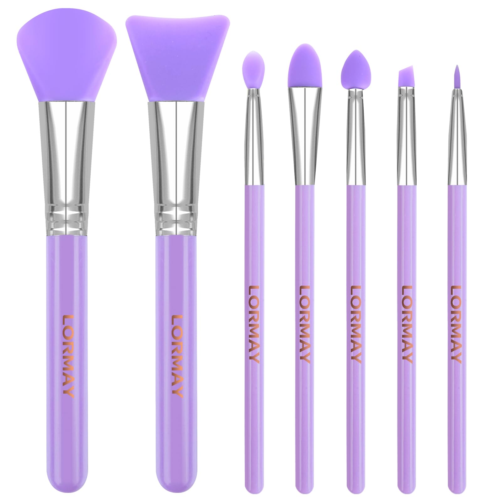 LORMAY 7 Pcs Silicone Brush Applicator Kit for UV Resin Epoxy Art Crafting and Cream Makeup Products (Purple)