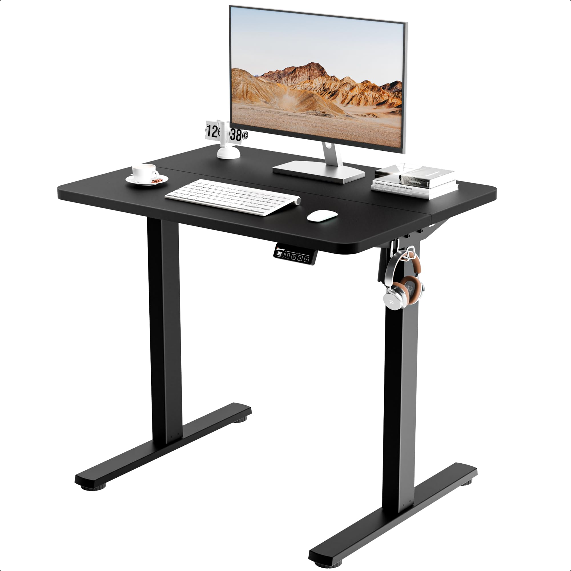 ERGOMAKER Electric Height Adjustable Standing Desk 80x60cm (31.5"x23.6"), Sit Stand Desk with Splicing Top for Home Office (Black Frame + Black Desktop)ERGOMAKER Electric Height Adjustable Standing Desk…