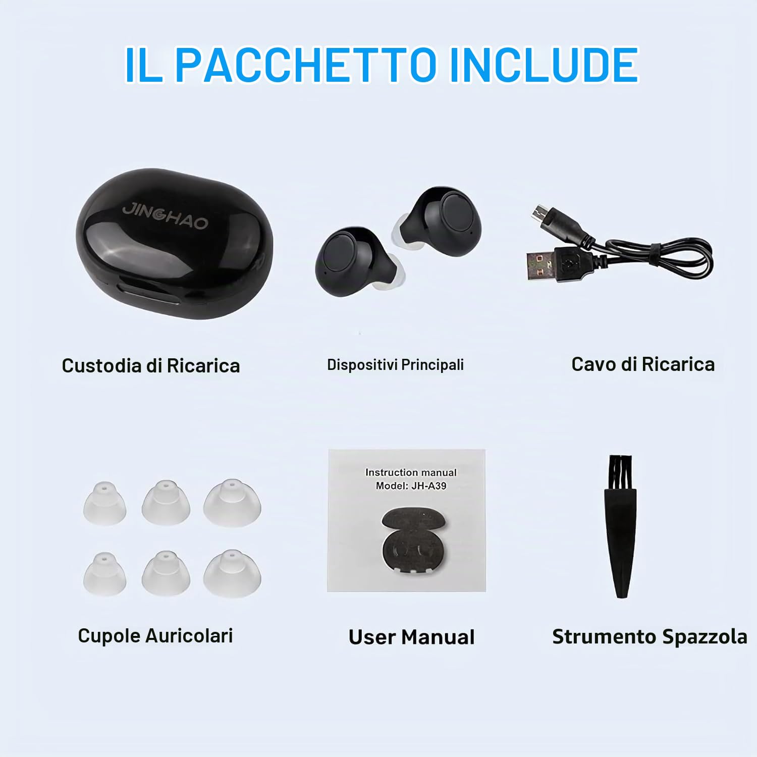 JINGHAO Amplificatore Suono Ricaricabile Amplificatore Suono Invisibile Con Portatile Cassa Di Ricarica Confezione da 2