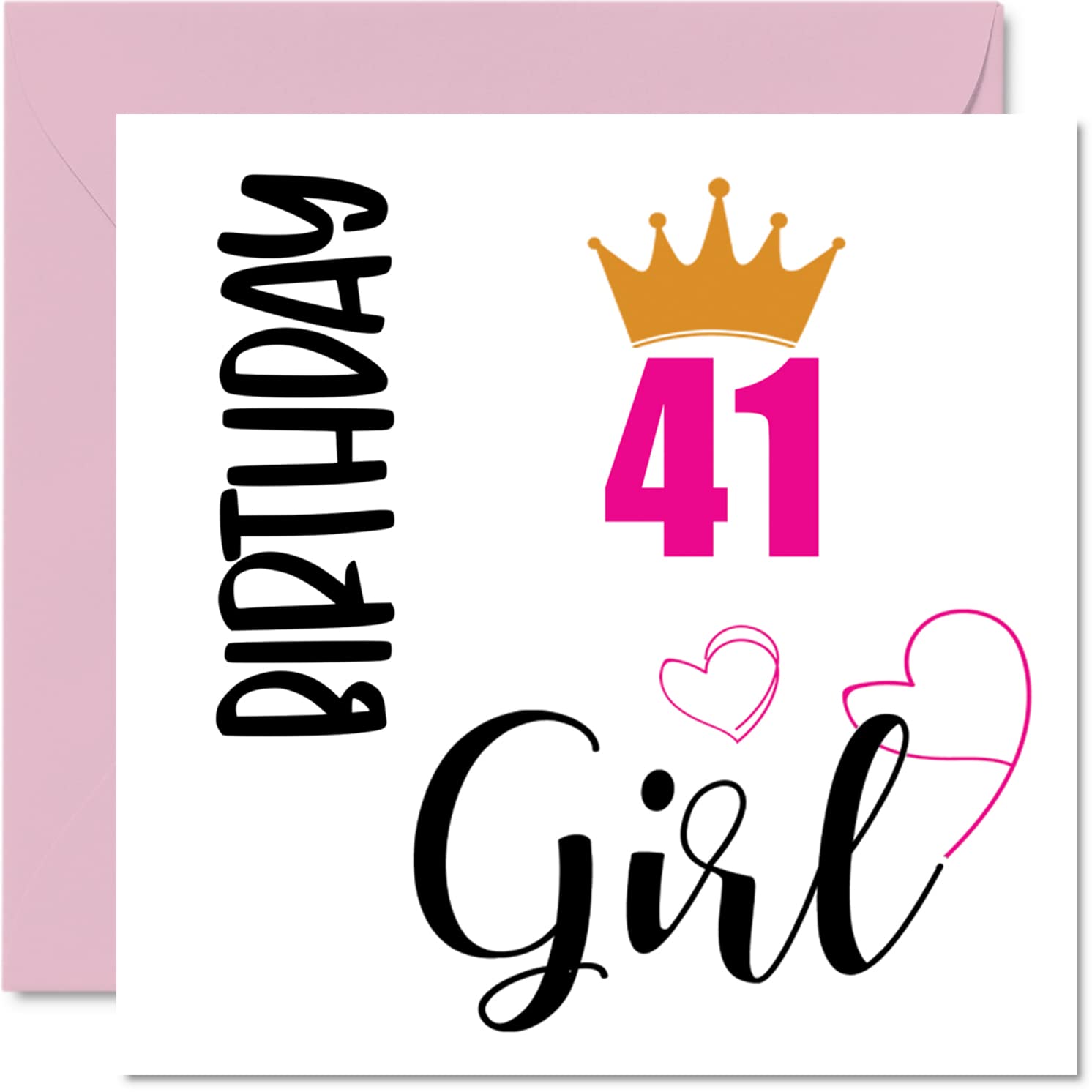 41st Birthday Card for Women - Birthday Girl - Cards for 41 Year Old Woman Mum Sister Auntie Cousin Friend Niece, 145mm Bday Greeting Cards Gift