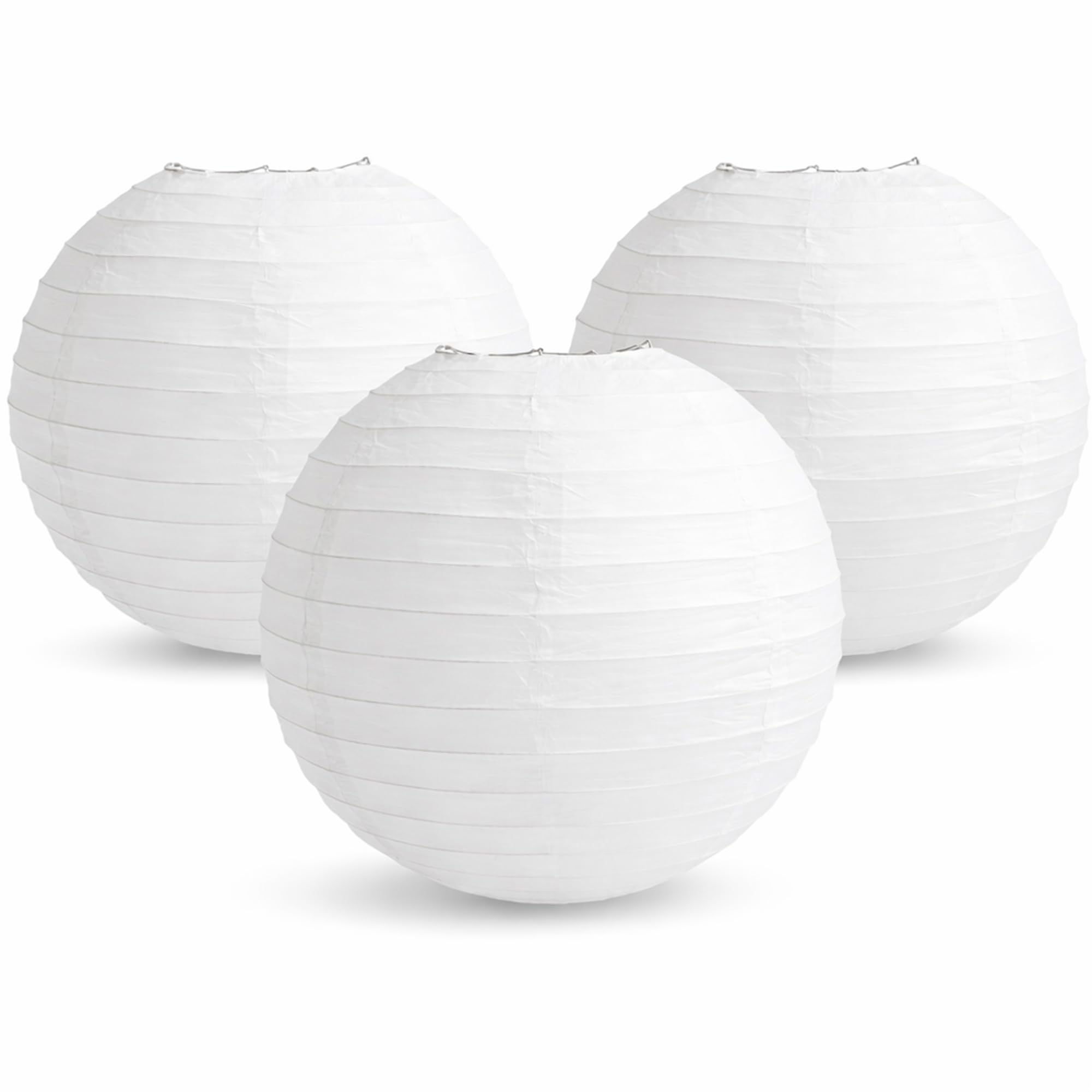 VR ANGEL 3 x 50cm White Paper Lampshade Lanterns 20-Inch Hanging Round Decorations for Weddings Parties Birthdays Home and Garden Decor Lightweight Foldable Ceiling Lampshade