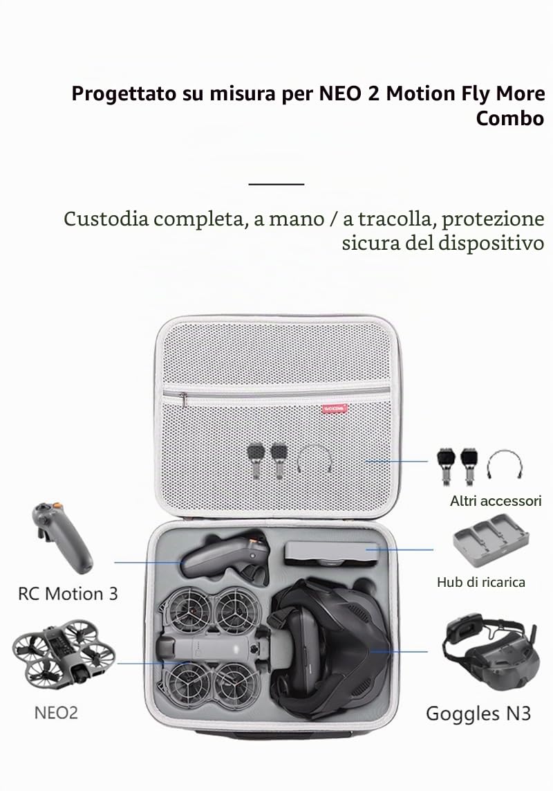 Custodia da trasporto per DJI Neo 2 Motion Fly More Combo, borsa a tracolla portatile da viaggio per occhiali N3, RC Motion 3, hub di ricarica e altri accessori per droni, Opzione 1, Custodia