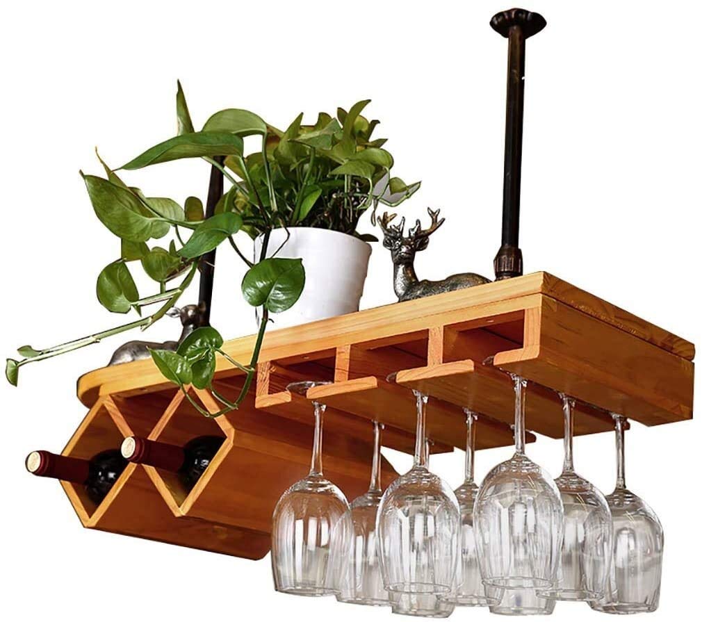 Estante para vino de pino ideal para decorar cenas en comedores de casa