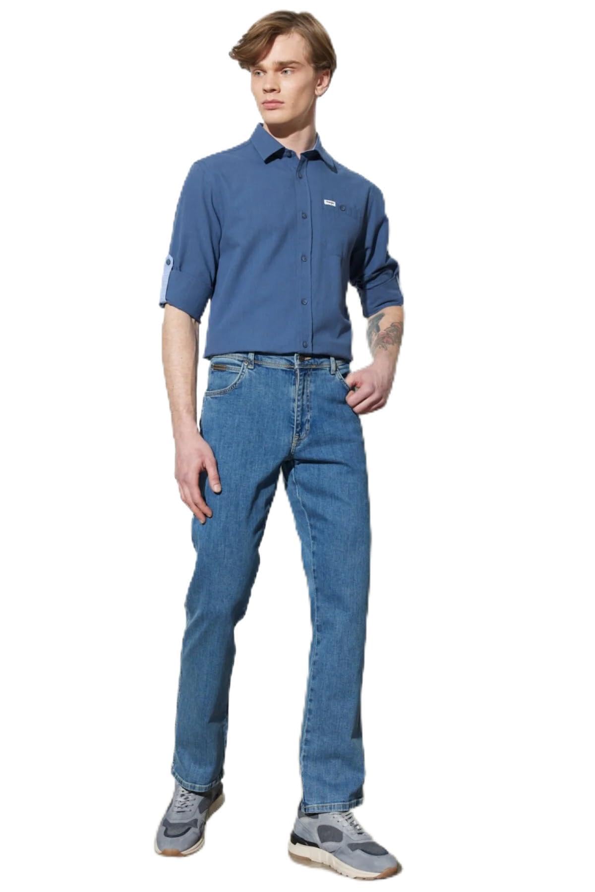 Wrangler Texas Erkek Jean Pantolon, Medium Mavi, 42/32