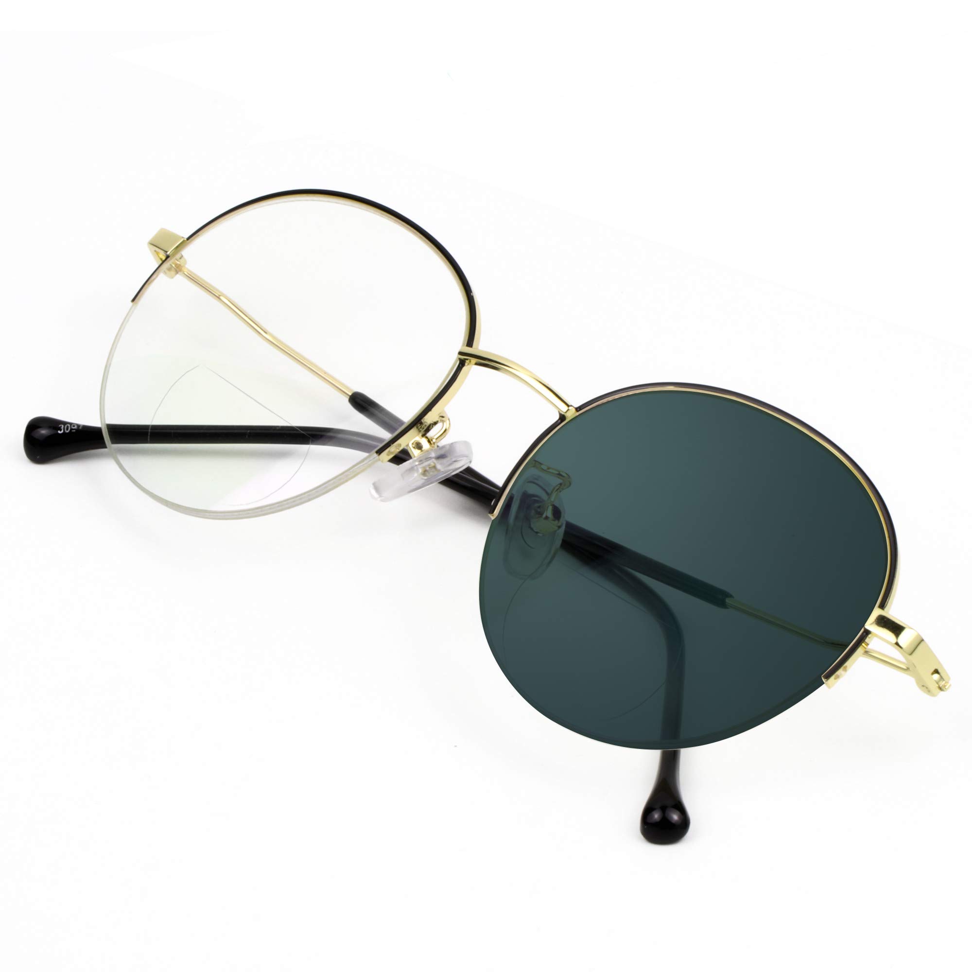 VisionGlobal Bifocal Reading Glasses Blue Light Blocking for Men and Women - Stylish Retro Round Computer Readers