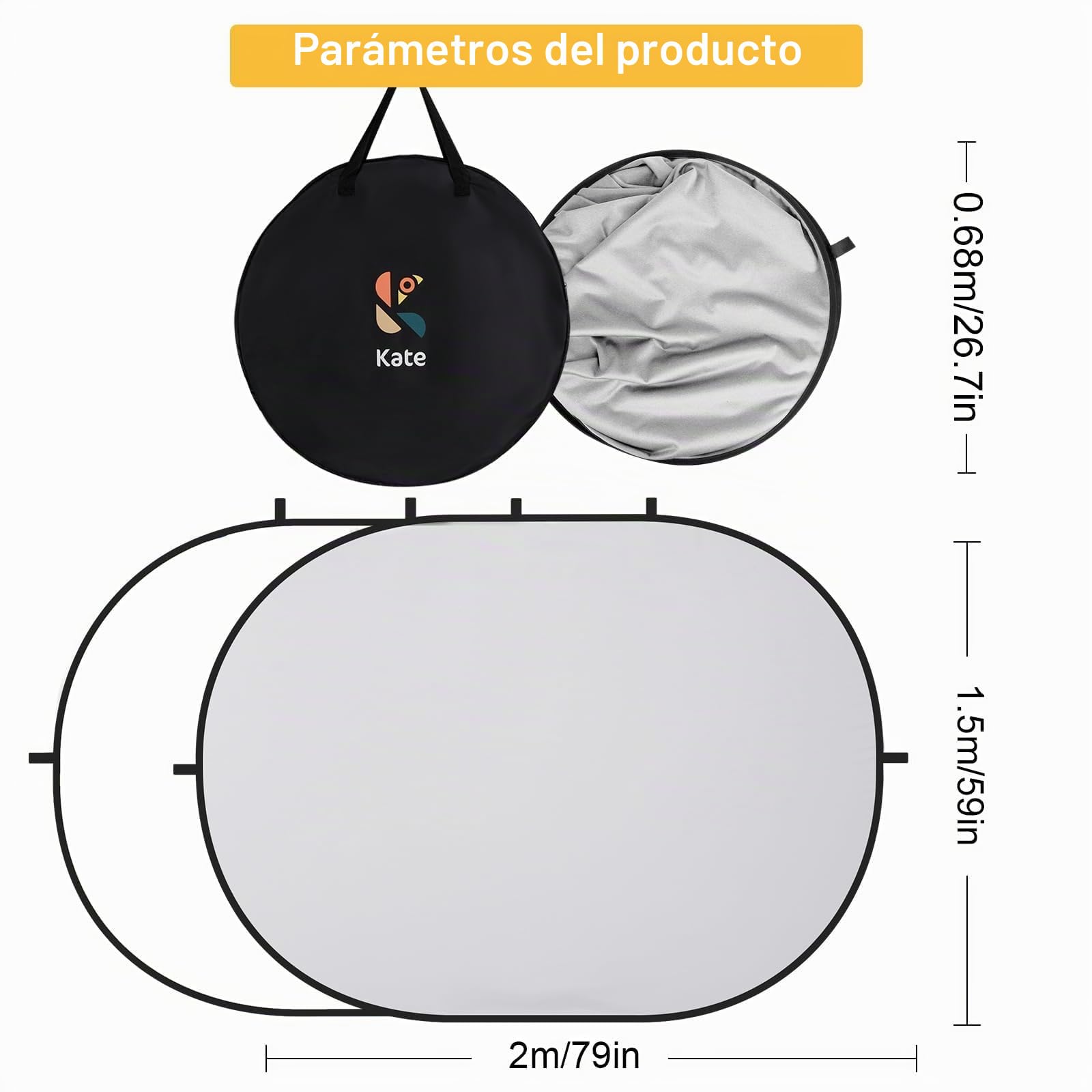 Kate Telón de Fondo Plegable de Doble Cara Blanco y Gris, Fondo Plegable para fotografía, Juegos y transmisión en Vivo (5 x 6.5 pies, 1.5 x 2 m, Blanco/Gris)