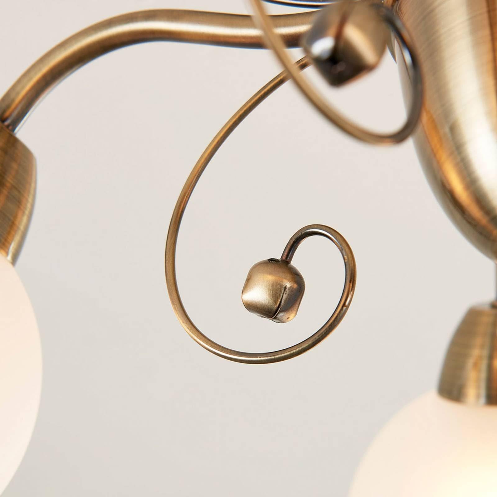 Lindby Plafoniera 5 Luci Sfere in Vetro Ø 59 cm, Lampadario Soggiorno Ottone Anticato 5x E14 Lampada da Soffitto Camera Letto Sospensione Vintage per Classico Sala Pranzo