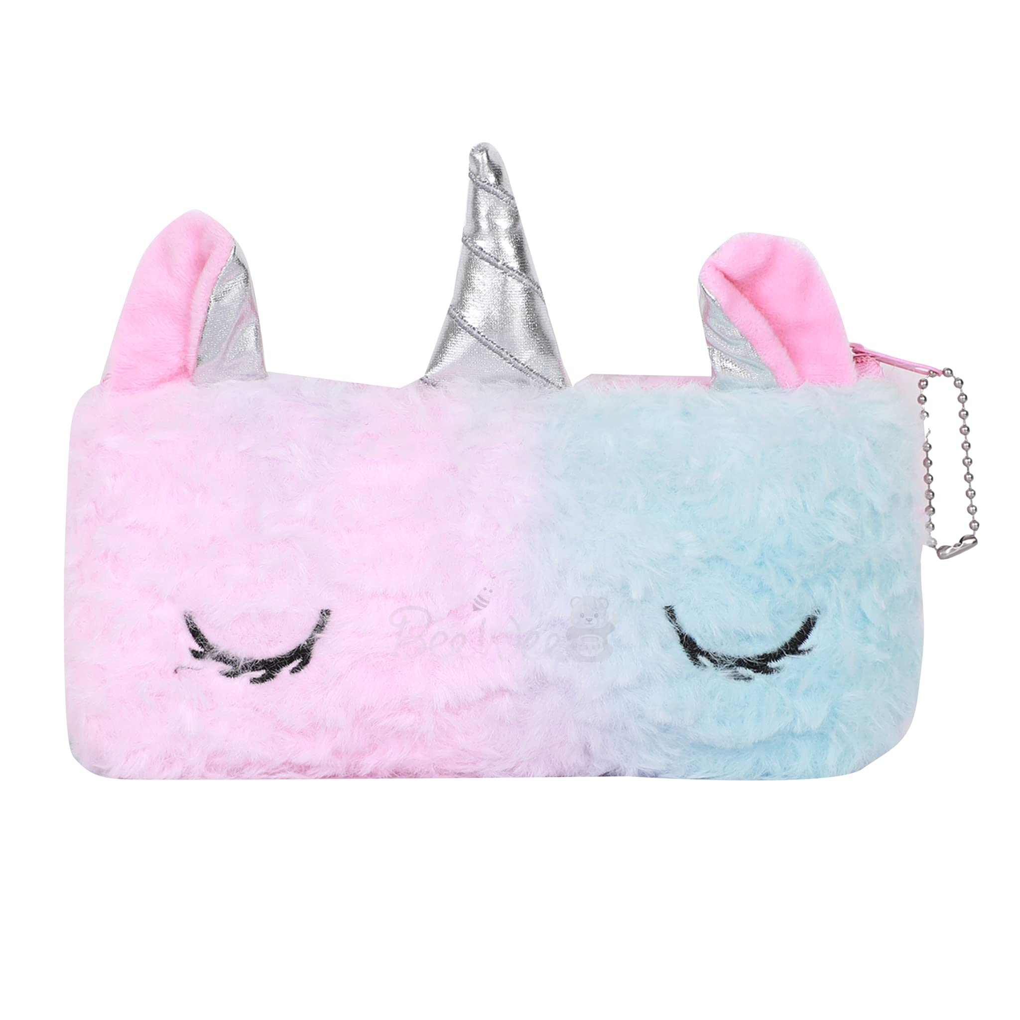 BeeWee® - Unicorn Fur Faux Pencil Pouch Stationery Organiser (Bluish Pink)