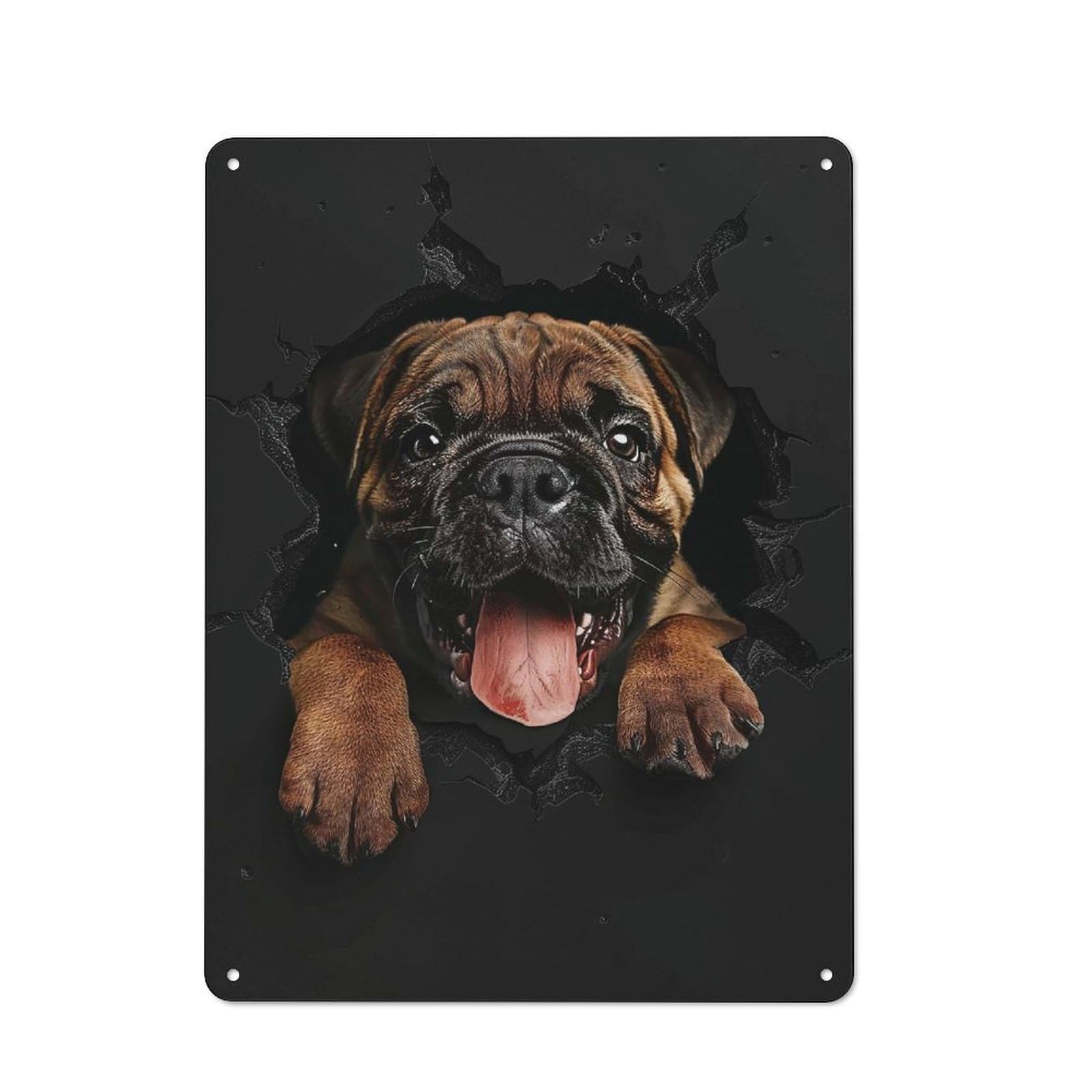 Junmoney Style-23 Tin Wall Plaque 40X30cm With Mastiff For Guest Room Or Hallway, A Decorative Christmas Gift For Home Decor Collectors