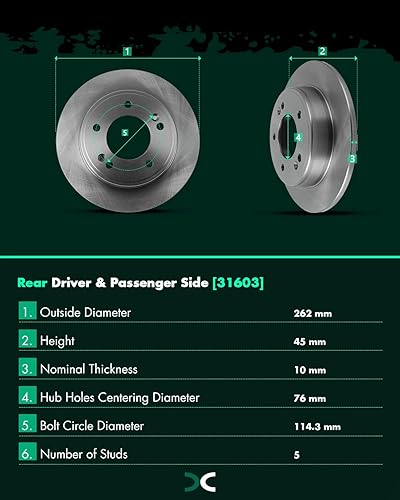 Miniatura 639 de SCITOO Juego de 2 frenos de freno ranurados traseros para Chrysler Town & Country, 08-16 para Dodge Grand Caravan, 09-13 para Dodge Journey, 12-15