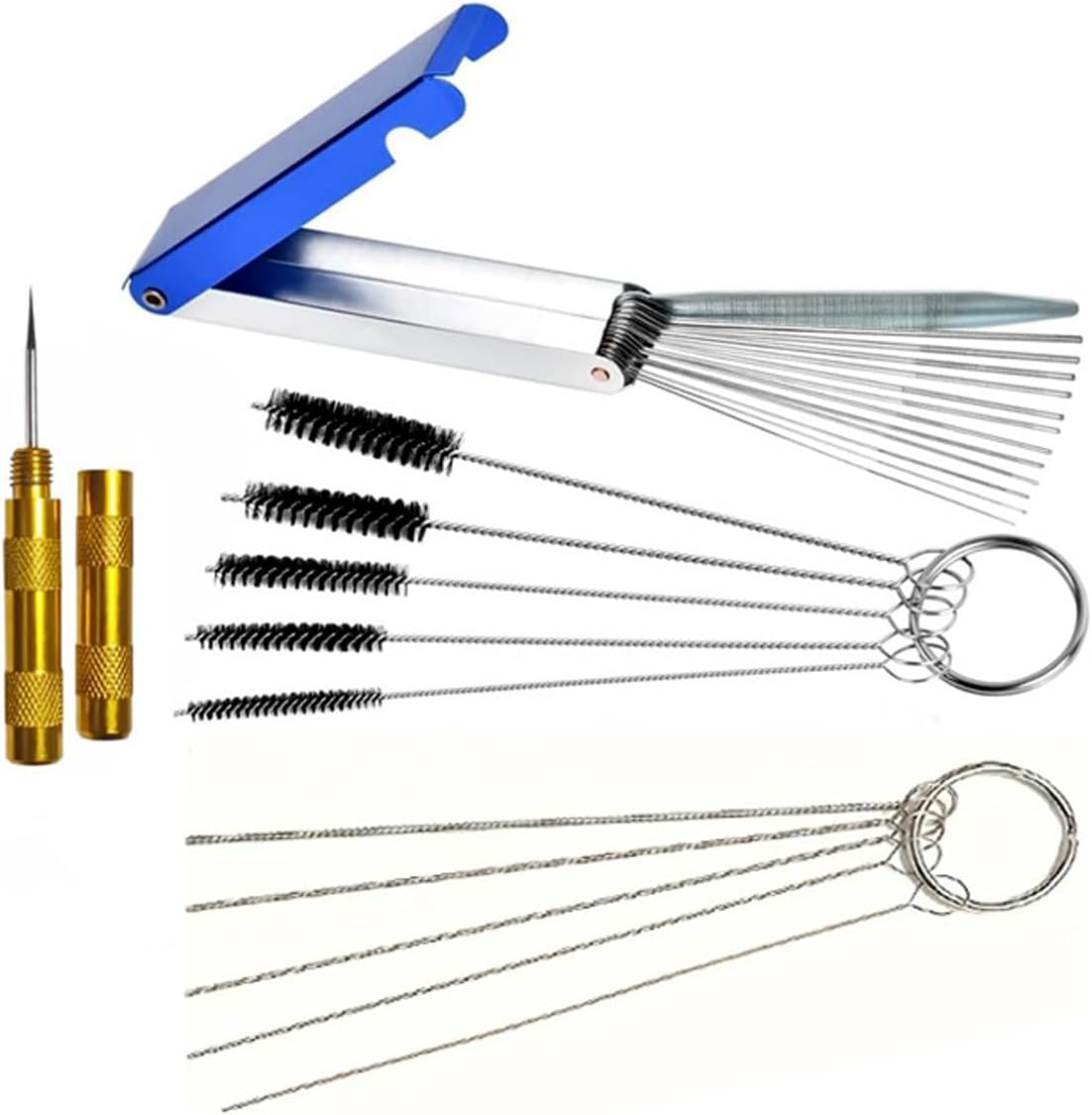 1 SET Car Carburetor Jet Cleaning Kit, Foldable 13 Wires & 5 Cleaning Brushes & 10 Push Needle, Carburetor Torch Tip Cleaner Set, for Car Motorcycle ATV Welder Lawn Equipment (Multicolored)