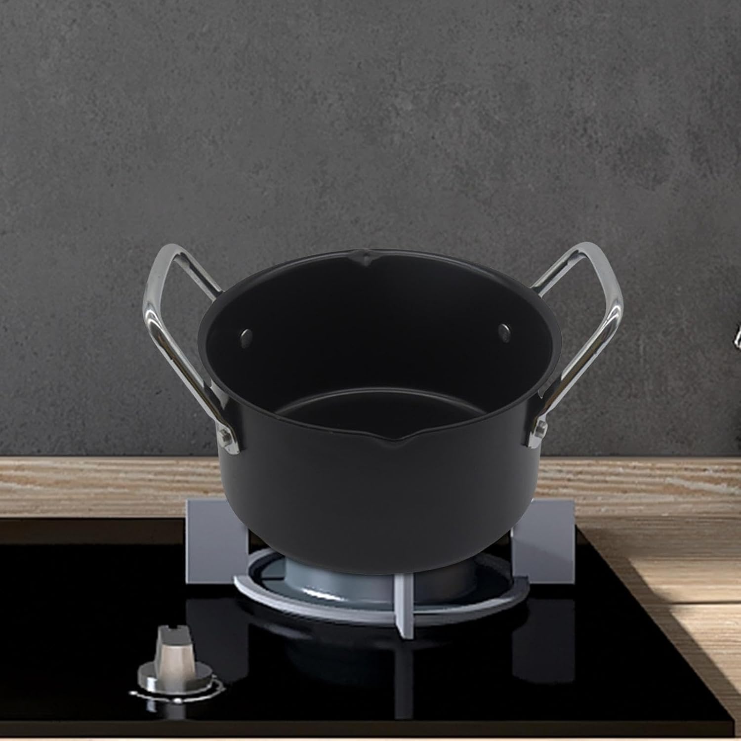 Milk Pan with Pouring Lip,Chocolate Melting Pot,Iron Cooking Pot Stir Fry Pan Portable Butter Warmer Pot Camping Pot Pot Nonstick Deep Frying Pan for
