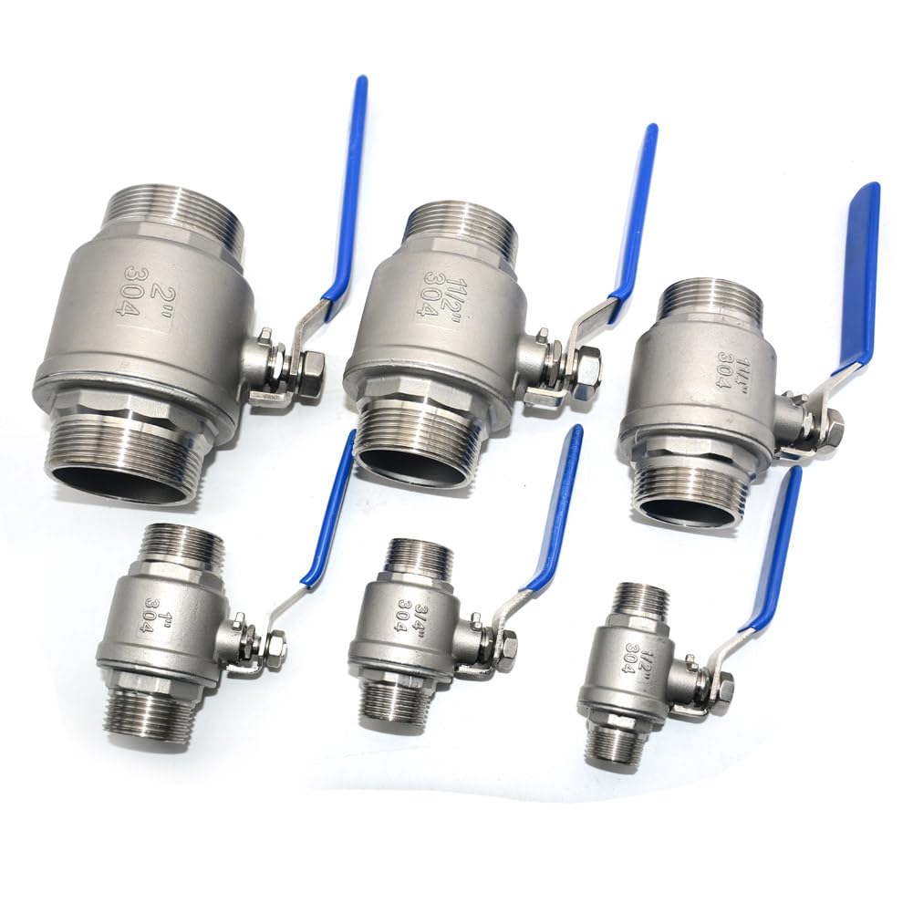 Stainless Steel 304 Full Port Ball Valve - 3/4" NPT Male X Male Blue Handle