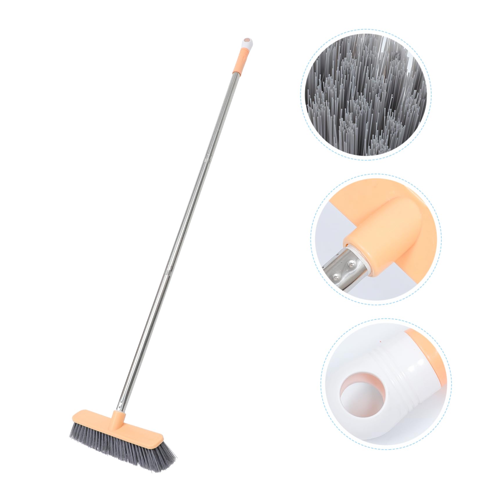 MOLUCKFU 1pc Home Broom Orange Bristle Brush Cleaning Floor Brush Stiff Bristles Broom