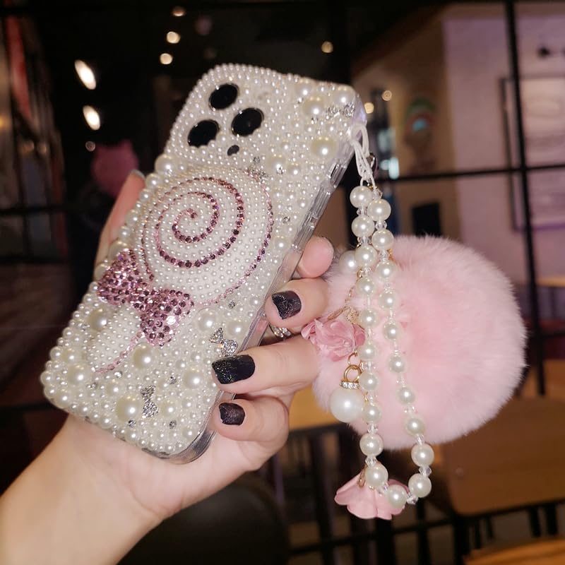 3D Lollipop Case Compatible for iPhone 14 Pro Max Sparkly Bling Diamond Very Cute Glitter Case for Women Girls, Pretty Rhinestone Diamond Cute Luxury